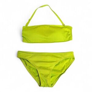 Michael Kors Lime Ribbed Bandeau Bikini Set, Size‎ M